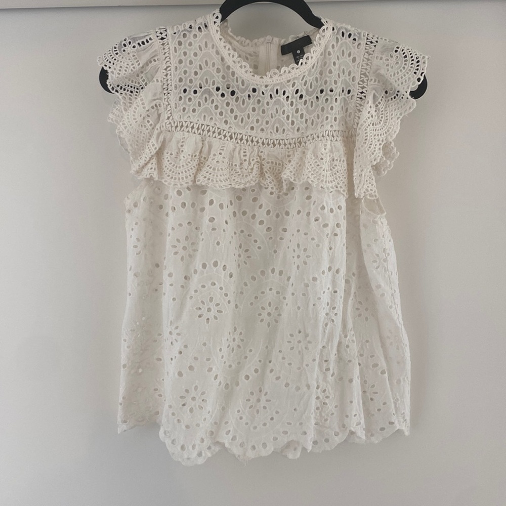 Eyelet scalloped bottom aqua top